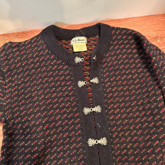 LL Bean | Vintage Nordic Wool Sweater - red blue chunky winter small - Picture 5 of 8